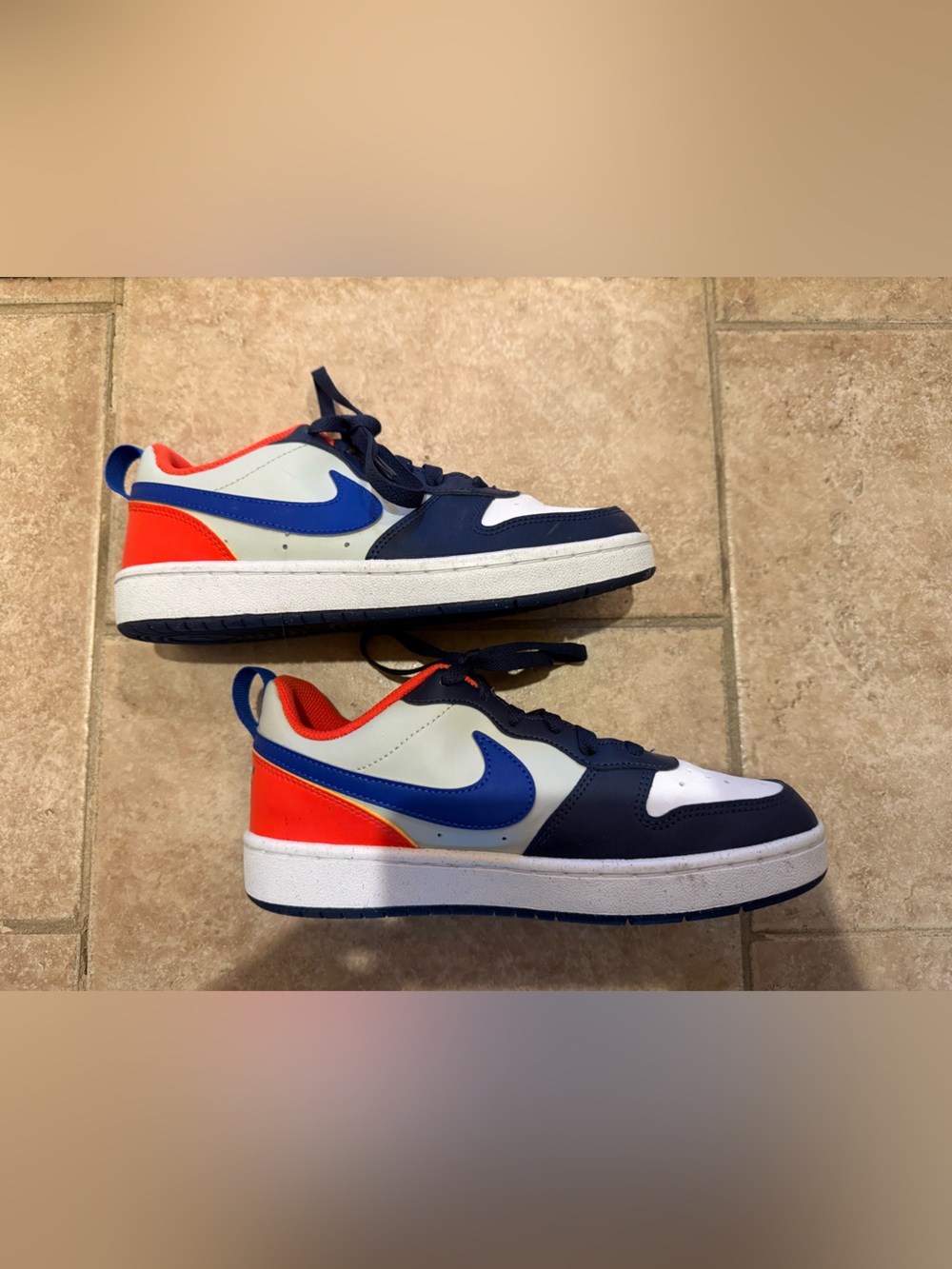 Nike Kid’s Court Borough Low Recraft orange and blue sneakers dunks. Sz 4.5youth